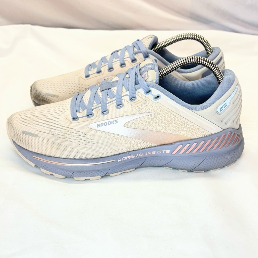 Brooks Adrenaline GTS 22 Shoes Women's Beige Blue Running Sneakers Size 9 - Picture 3 of 16